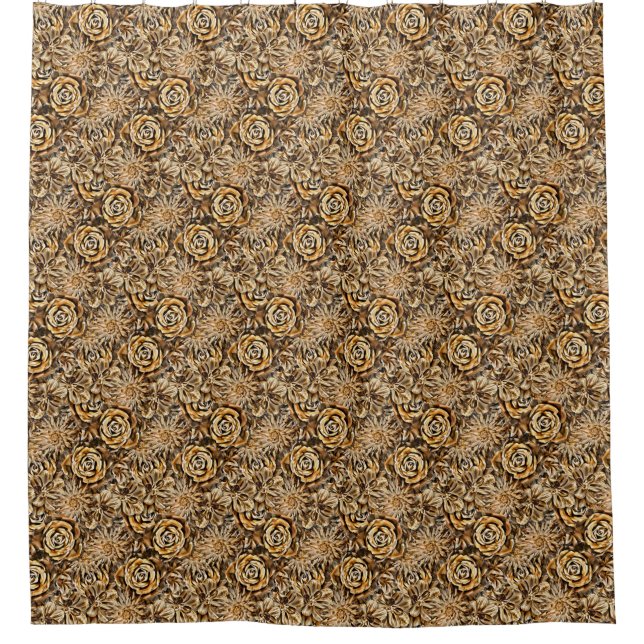Gold Blume Print Pattern Klasse Chic Bold Luxus Duschvorhang (Vorderseite)