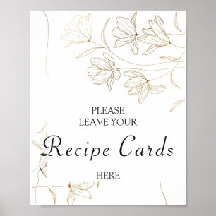 Gold Blume Rezeptkarten Plakatzeichen Poster