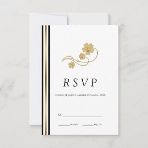 Gold-Blume RSVP Karte