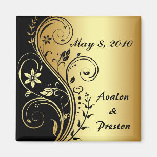 Gold-Blume-Scrollwork Speichern des Datumsfensters Magnet