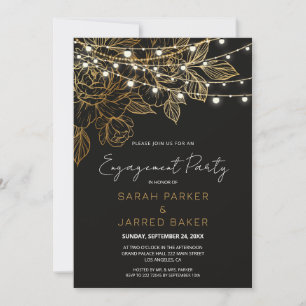 Gold Blume String Lights Hochzeitsstimmung Verlobu Einladung