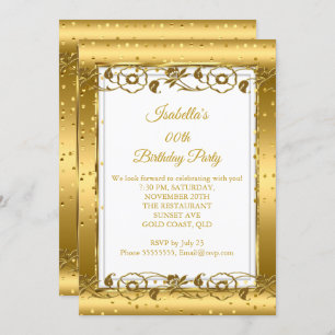 Gold Blume White Glitzern Birthday Party Einladung