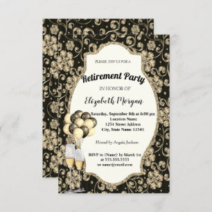 Gold-Blume-Wine-Glas , Ballons, Party für das Ruhe Einladung