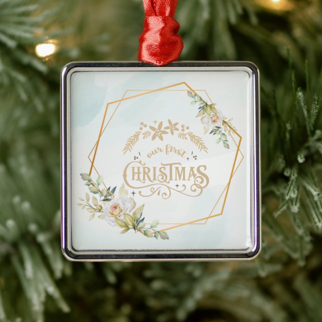 Gold, Blumengestelle Verheiratet Ornament Aus Metall (Baum)