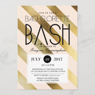 Gold & Blush Bachelorette Bash   Party Einladung