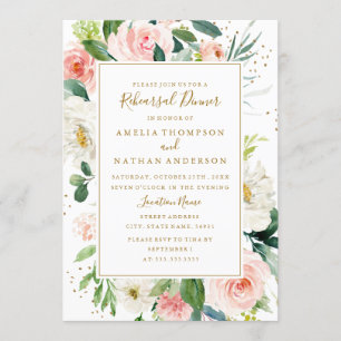 Gold-Blush-Blumen-Probeessen zur Hochzeit Einladung