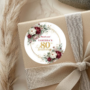 Gold Blush Burgund 80. Geburtstag Aufkleber