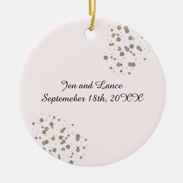 Gold Blush Dots Wedding Keepake Keramik Ornament (Vorne)