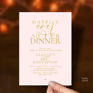 Gold Blush Happy End Nach dem Dinner Hochzeit Einladung