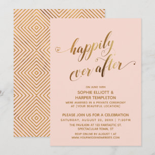 Gold & Blush Happy End Nach der Hochzeit Einladung