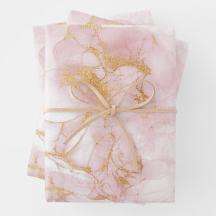 Gold Blush Marmor Geschenkpapier Set