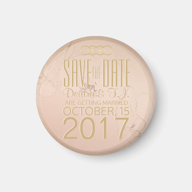 Gold Blush Orchid Speichern Sie das Date Magnet (Vorne)