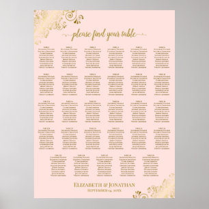 Gold & Blush Pink 29 Tisch Hochzeit Sitzordnung Poster