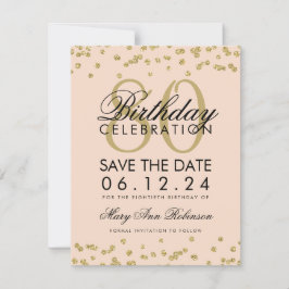 Gold Blush Pink 80. Geburtstag Rett Datum Confetti Save The Date