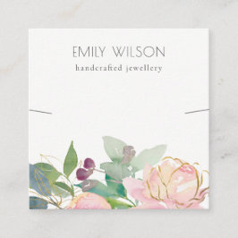 Gold Blush Pink Blumenstanze Nekklettenanzeige Quadratische Visitenkarte