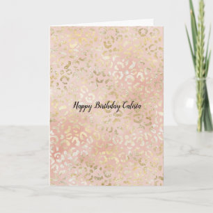 Gold Blush Pink Leopard Karte