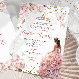 Gold Blush Pink Mexikanische Königliche Prinzessin Einladung