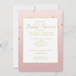 Gold Blush Pink Ombre Herz Einladung