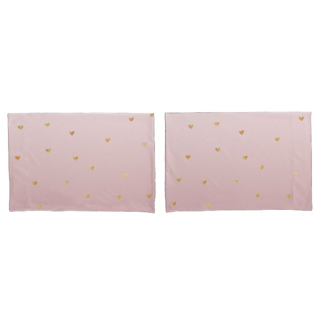 Gold Blush Pink Ombre Herz Kissenbezug (Vorderseite-Set)