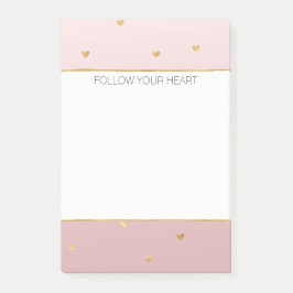 Gold Blush Pink Ombre Herz Post-it Klebezettel