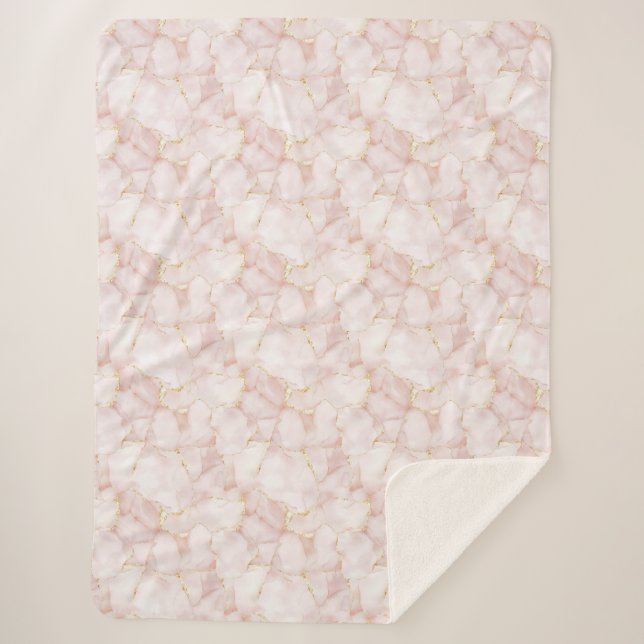 Gold Blush Pink Rose Petals Floral   Sherpadecke (Vorderseite)