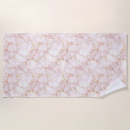 Gold Blush Pink Rose Petals Floral Strandtuch