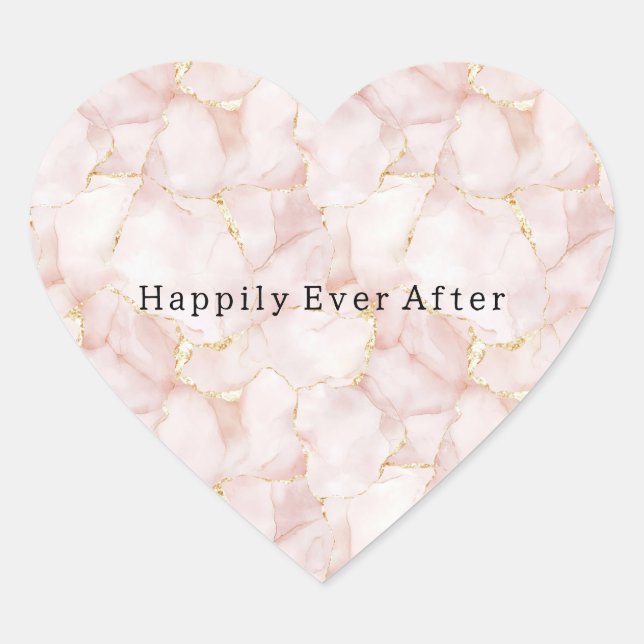 Gold Blush Pink Rose Petals Floral Wedding Herz-Aufkleber (Vorderseite)