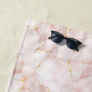 Gold Blush Pink Rosenblüten Blumen Strandtuch