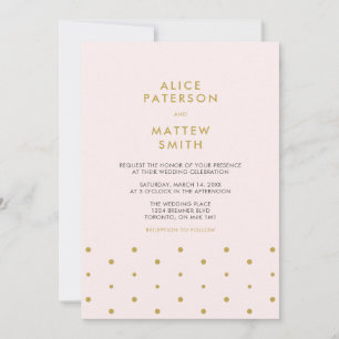 Gold & Blush Pink Schicke moderne Hochzeitseinla Einladung