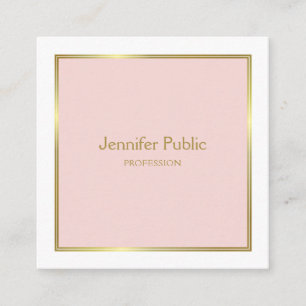 Gold Blush Pink Weiß Elegantes Modernes Template Quadratische Visitenkarte