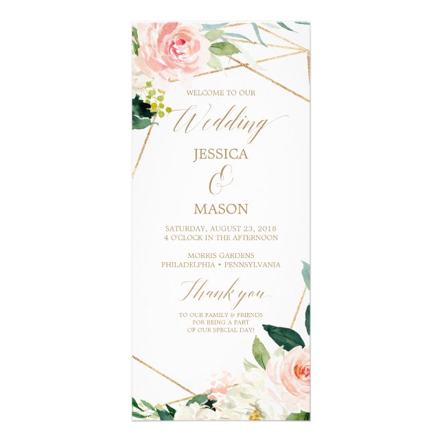 Gold Blush Wedding Program - Zeremonie Programm (Vorne)