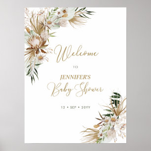 Gold Boho/Bohemianische Babyparty Begrüßung Poster