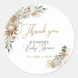 Gold Boho/Bohemianische Babyparty Vielen Dank Runder Aufkleber