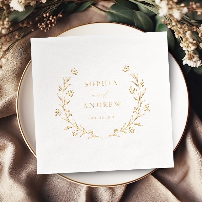 Gold Boho Botanical Floral Country Wedding Servietten Mit Folie (Gold Boho Botanical Floral Country Wedding Foil Napkins)