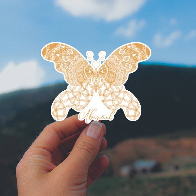 Gold Boho Butterfly Aufkleber (Personalized Gold Boho Butterfly Sticker)