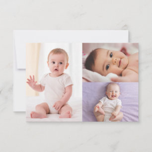 Gold Boho Cross 3-Foto-Taufe Dankeschön Karte