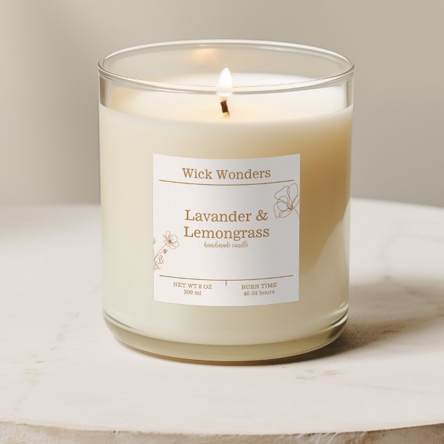 Gold Boho Minimalistisches Candle Making Label Quadratischer Aufkleber (Von Creator hochgeladen)