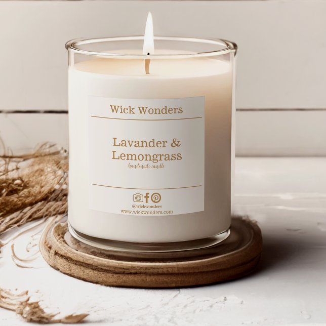 Gold Boho Minimalistisches Candle Making Label Quadratischer Aufkleber (Von Creator hochgeladen)