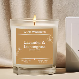 Gold Boho Minimalistisches Candle Making Label Quadratischer Aufkleber