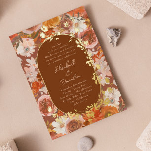 Gold-Boho-Terrakotta-Rahmen-Kranz Florale Fülle Folieneinladung