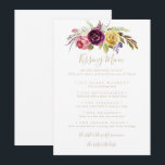 Gold Boho Tropical Wedding Kissing Menu Game Card<br><div class="desc">Diese goldene,  tropische Hochzeitskissingkarte eignet sich perfekt für einen modernen Hochzeitsempfang. Die Gestaltung umfasst handbemalte braune Wildfedern,  bohgelbe,  weiße,  lila,  rosa,  rot-bordeauxfarbene Blume und blaue Beeren,  die in hübschen Bouquets angeordnet sind.</div>