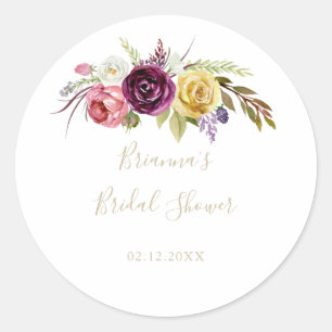 Gold Boho Tropisches Florales Brautparty-Geschenk  Runder Aufkleber