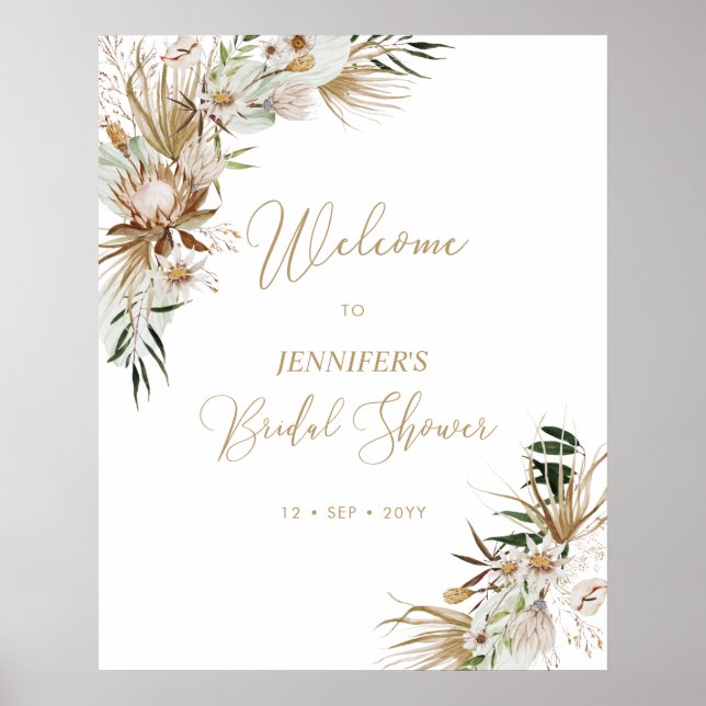 Gold Boho Wedding Brautparty Willkommen Poster (Vorne)