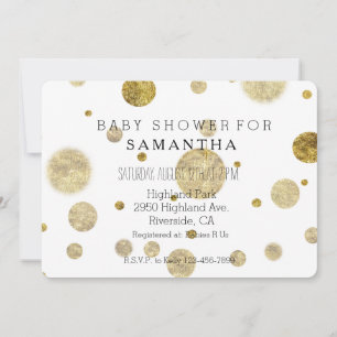 Gold Bokeh Confetti Dos Babydusche Einladung