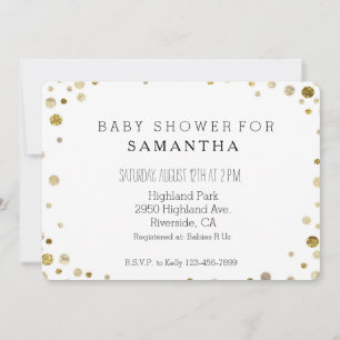 Gold Bokeh Confetti Dots Babydusche Einladung