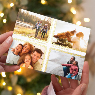 Gold Bokeh Frames Frohe Weihnachten MULTI Foto Folien Feiertagskarte