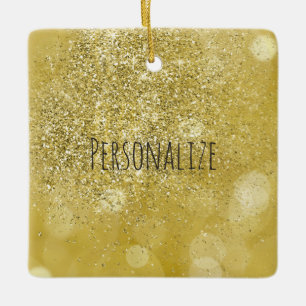 Gold Bokeh Imitate Glitzer Personalisiert Keramikornament