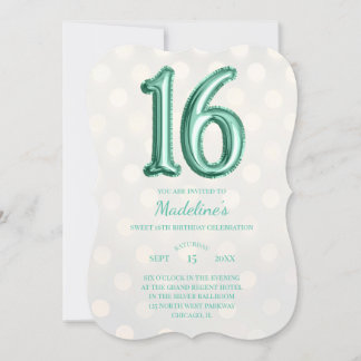 Gold Bokeh Mint Green Imitats Foil 16. Geburtstag Einladung