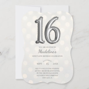 Gold Bokeh und Silver Foil Sweet 16. Geburtstag Einladung