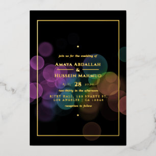 Gold Bokeh Wedding Foil Einladung